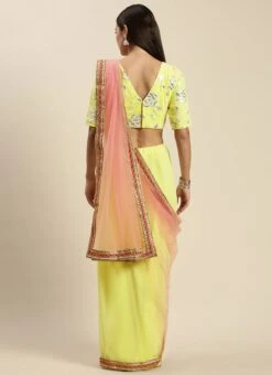 Yellow Embroidered Blouse N Peach Half N Half Saree Party Wear 10 Yellow Embroidered Blouse N Peach Half N Half Saree Party Wear -Deals Chic Lehenga Store Yellow Embroidered Blouse N Peach Half N Half Saree SABS02108684 b