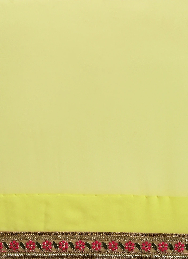 Yellow Embroidered Blouse N Peach Half N Half Saree Party Wear 6 Yellow Embroidered Blouse N Peach Half N Half Saree Party Wear - Image 6