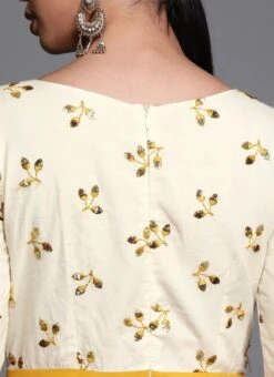 Yellow Embroidered Boat Neckline Gown Festive Wear -Deals Chic Lehenga Store Yellow Embroidered Boat Neckline Gown IWBS01910299 rrc2