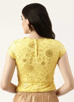 Yellow Embroidered Chinon Blouse Wedding Wear -Deals Chic Lehenga Store Yellow Embroidered Chinon Blouse BLBS02303843 b