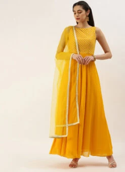 Yellow Embroidered Floor Length Anarkali Suit Festive Wear Wedding Wear -Deals Chic Lehenga Store Yellow Embroidered Floor Length Anarkali Suit SLBS02205959 u