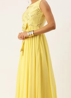 Yellow Embroidered Gown Party Wear