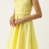 Yellow Foil Printed Asymmetric Dress Festive Wear