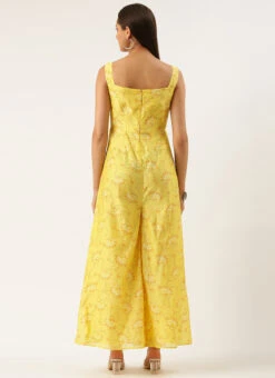 Yellow Foil Printed Jumpsuit Festive Wear -Deals Chic Lehenga Store Yellow Foil Printed Jumpsuit DRBS02208466 b