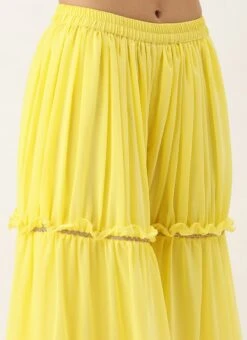 Bottom From Yellow Georgette Embroidered Crop Top N Sharara Set After Six Wear -Deals Chic Lehenga Store Yellow Georgette Embroidered Crop Top N Sharara Set IWBS02212558 rrc2 1