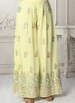 Bottom From Yellow Georgette Embroidered Palazzo Suit After Six Wear -Deals Chic Lehenga Store Yellow Georgette Embroidered Palazzo Suit SLBS02303903 rrc2