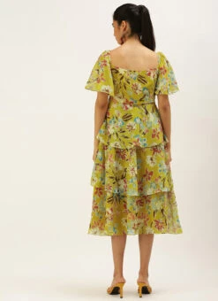 Yellow Georgette Layered Style Dress After Six Wear -Deals Chic Lehenga Store Yellow Georgette Layered Style Dress DRBS02208417 b