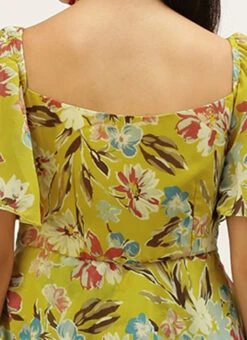 Yellow Georgette Layered Style Dress After Six Wear -Deals Chic Lehenga Store Yellow Georgette Layered Style Dress DRBS02208417 rrc2