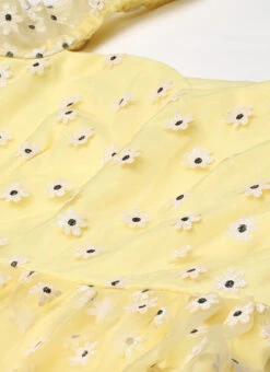 Yellow Glitter Foil Tiered Gathers Dress Party Wear 12 Yellow Glitter Foil Tiered Gathers Dress Party Wear -Deals Chic Lehenga Store Yellow Glitter Foil Tiered Gathers Dress DRBS02209691 rrc1