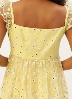 Yellow Glitter Foil Tiered Gathers Dress Party Wear 13 Yellow Glitter Foil Tiered Gathers Dress Party Wear -Deals Chic Lehenga Store Yellow Glitter Foil Tiered Gathers Dress DRBS02209691 rrc2