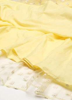 Yellow Glitter Foil Tiered Gathers Dress Party Wear 14 Yellow Glitter Foil Tiered Gathers Dress Party Wear -Deals Chic Lehenga Store Yellow Glitter Foil Tiered Gathers Dress DRBS02209691 rrc3