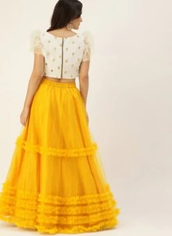 Yellow N White Embroidered Skirt Set Festive Wear -Deals Chic Lehenga Store Yellow N White Embroidered Skirt Set IWBS02101747 b