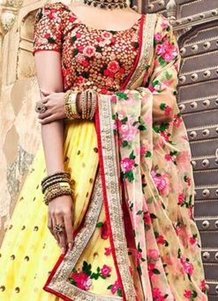 Yellow Net A Line Lehenga Wedding Wear