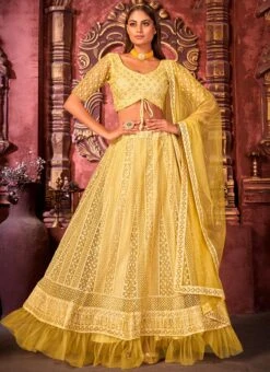 Yellow Net Embroidered And Sequins Umbrella Lehenga Party Wear 6 Yellow Net Embroidered And Sequins Umbrella Lehenga Party Wear -Deals Chic Lehenga Store Yellow Net Embroidered and Sequins Umbrella Lehenga GHSAK42436002 u