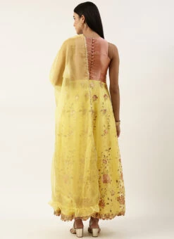 Yellow Organza Embroidered Anarkali Suit Festive Wear -Deals Chic Lehenga Store Yellow Organza Embroidered Anarkali Suit SLBS02211076 b