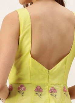 Yellow Organza Embroidered Gown Festive Wear -Deals Chic Lehenga Store Yellow Organza Embroidered Gown IWBS02211033 rrc4