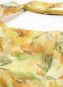 Yellow Organza Mini Dress Party Wear -Deals Chic Lehenga Store Yellow Organza Mini Dress DRBS02209616 rrc1