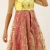 Yellow Organza N Hot Pink Layered Style Gown Festive Wear