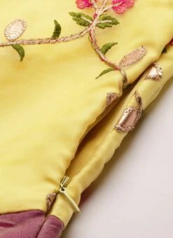 Yellow Organza N Hot Pink Layered Style Gown Wedding Wear -Deals Chic Lehenga Store Yellow Organza N Hot Pink Layered Style Gown IWBS02206202 rrc3 1