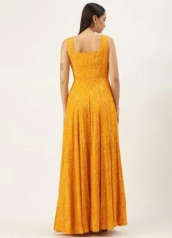 Yellow Printed Strap Neck Dress After Six Wear -Deals Chic Lehenga Store Yellow Printed Strap Neck Dress DRBS02109710 b