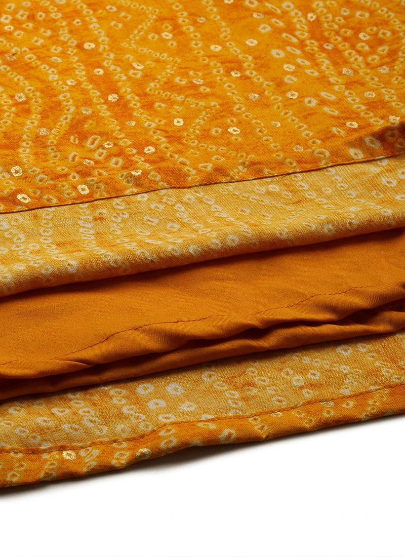 Yellow Printed Viscose Angrakha Style Jumpsuit Festive Wear 7 Yellow Printed Viscose Angrakha Style Jumpsuit Festive Wear - Image 7