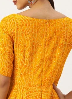 Yellow Printed Viscose Handkerchief Style Dress Festive Wear -Deals Chic Lehenga Store Yellow Printed Viscose Handkerchief Style Dress DRBS02110941 rrc2