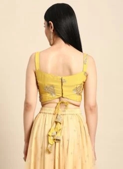 Yellow Sequins Embroidered Chinon Blouse Festive Wear -Deals Chic Lehenga Store Yellow Sequins Embroidered Chinon Blouse BLBS02301971 b