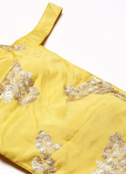 Yellow Sequins Embroidered Chinon Blouse Festive Wear -Deals Chic Lehenga Store Yellow Sequins Embroidered Chinon Blouse BLBS02301971 rrc1