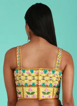 Yellow Silk Embroidered Work Blouse Party Wear -Deals Chic Lehenga Store Yellow Silk Embroidered Work Blouse BLSPFB133Y b