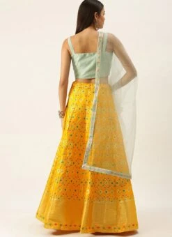 Yellow Taffeta N Green Art Silk Lehenga Festive Wear -Deals Chic Lehenga Store Yellow Taffeta N Green Art Silk Lehenga GHBS02109736 b
