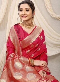 Zari Weaving Patola Silk Rani Pink Color Saree Festive Wear -Deals Chic Lehenga Store Zari Weaving Patola Silk Rani Pink Color Saree SASOM111108 b