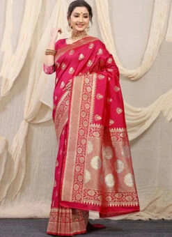 Zari Weaving Patola Silk Rani Pink Color Saree Festive Wear -Deals Chic Lehenga Store Zari Weaving Patola Silk Rani Pink Color Saree SASOM111108 u