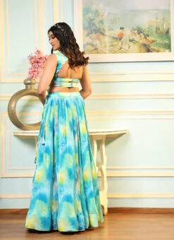 A Line Lehenga Blue Satin Silk Digital Printed Work Festive Wear -Deals Chic Lehenga Store a line lehenga blue satin silk digital printed work ghska4520107 b