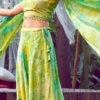 A Line Lehenga Green Satin Silk Digital Printed Work Party Wear