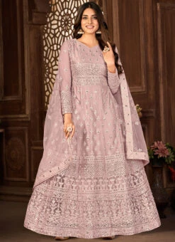 Attractive Lavender Net With Embroidery Work Party Wear -Deals Chic Lehenga Store attractive lavender net with embroidery work slsdi8396pr u