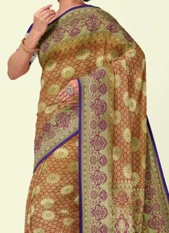 Banarasi Woven Work Multicolor Satin Silk Saree Festive Wear