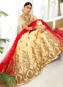 Beige Art Silk A Line Lehenga Party Wear -Deals Chic Lehenga Store beige art silk a line lehenga ghssit36304 b