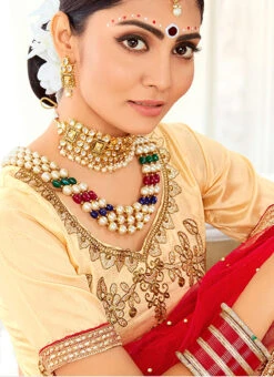 Beige Art Silk A Line Lehenga Party Wear