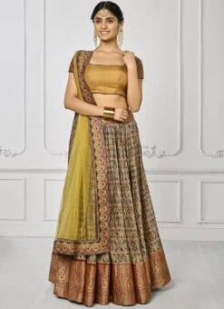 Beige Art Silk Digital Print A Line Lehenga Festive Wear -Deals Chic Lehenga Store beige art silk digital print a line lehenga ghsjssbsl1621 u