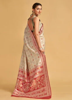 Beige Color Kashmiri And Woven Work Tussar Silk Saree Festive Wear -Deals Chic Lehenga Store beige color kashmiri and woven work tussar silk saree sasmt0053 b