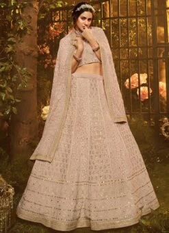 Beige Georgette A Line Lehenga Party Wear -Deals Chic Lehenga Store beige georgette a line lehenga ghscc40743906 b