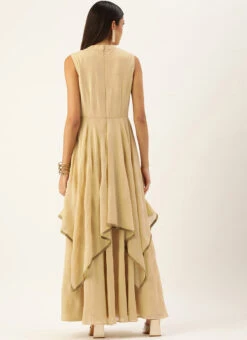 Beige Georgette Foil Printed Dress After Six Wear -Deals Chic Lehenga Store beige georgette foil printed dress DRBS02209651 b
