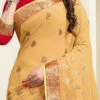 Beige Georgettte Embroidered Saree Festive Wear