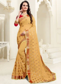 Beige Georgettte Embroidered Saree Festive Wear -Deals Chic Lehenga Store beige georgettte embroidered saree sasnf2388 u