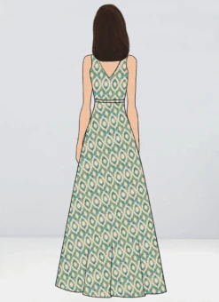 Beige N Sea Green Printed Floor Length Gown Party Wear