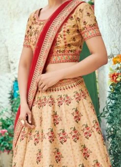 Beige Printed A Line Lehenga Party Wear