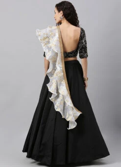 Black And Gold Sequins Lehenga Choli Set Festive Wear -Deals Chic Lehenga Store black and gold sequins lehenga choli set GHBS02001273 b