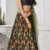Black Art Silk Digital Print A Line Lehenga Festive Wear