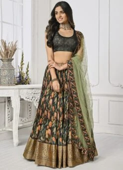 Black Art Silk Digital Print A Line Lehenga Festive Wear -Deals Chic Lehenga Store black art silk digital print a line lehenga ghsjssbsl1640 u