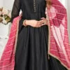 Black Art Silk Embroidered Gown Party Wear